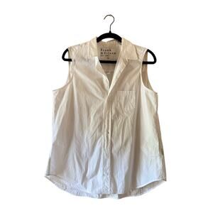 Frank and Eileen White Fiona Sleeveless Button-Up Shirt sz L